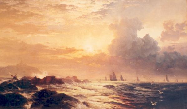 Edward Moran Yachting at Sunset oil painting picture